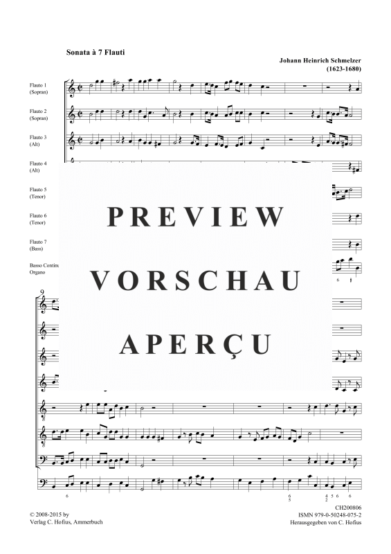 gallery: Sonata à 7 (Partitur und Stimmen), , Gemischtes Ensemble 7 Blockflöten und BC