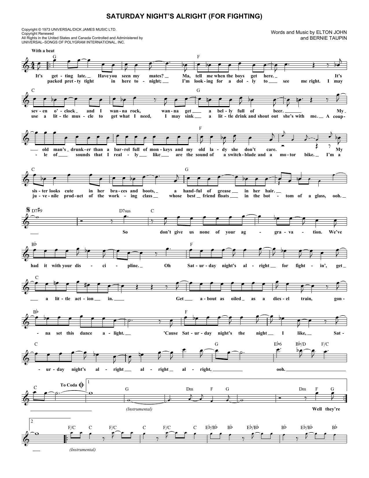 Produktbild zu: Saturday Night's Alright (For Fighting)