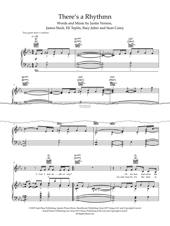 Produktgalerie: Seite 1 von 1 There's A Rhythmn, Bon Iver, Gesang, Gitarre, Klavier