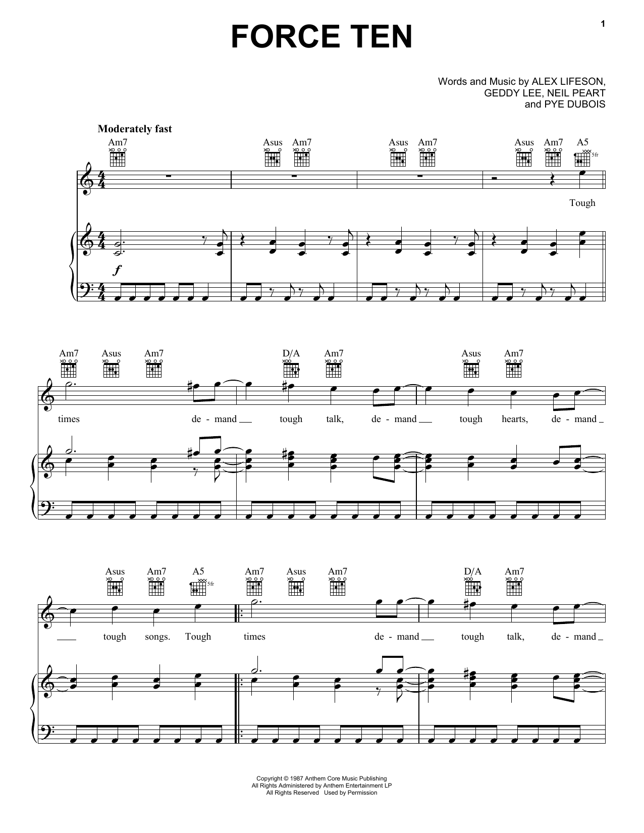 Produktgalerie: Seite 1 von 1 Force Ten, Rush, Gesang, Gitarre, Klavier