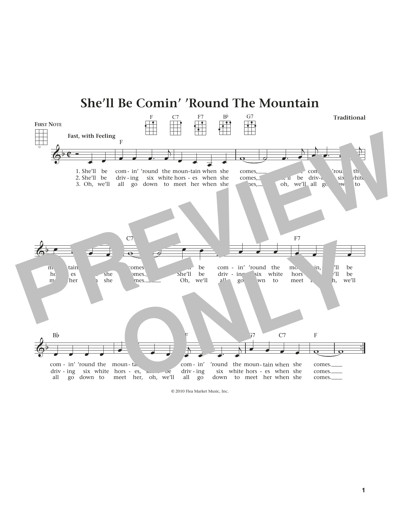 Product gallery: Page 1 of 1 She'll Be Comin' 'Round The Mountain (from The Daily Ukulele) (arr. Liz and Jim Beloff), Traditional