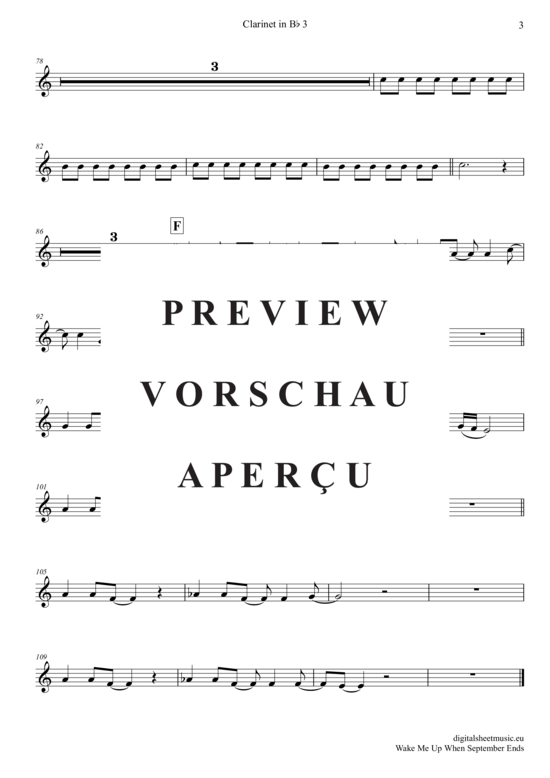 Product gallery: Page 17 of 21 Wake Me Up When September Ends , Green Day, (clarinet trio + piano)