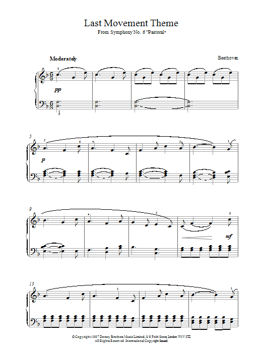 Product gallery: Page 1 of 1 Last Movement Theme From Symphony No.6 Pastoral, Ludwig Van Beethoven
