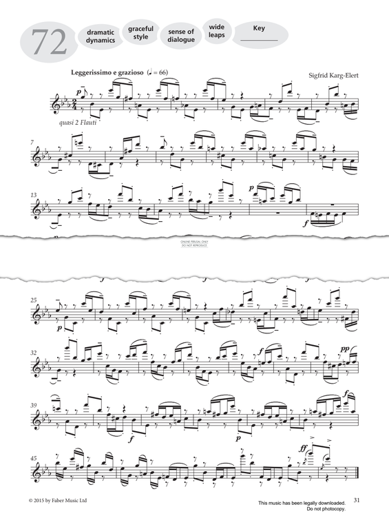 Product gallery: Page 1 of 1 Study No.72 'Leggerissimo e grazioso' (from 'More Graded Studies For Flute Book Two'), Sigfrid Karg-Elert