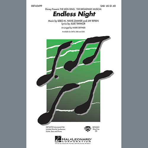 cover: Endless Night (from The Lion King: Broadway Musical) (arr. Mark Brymer), Lebo M., Hans Zimmer, Jay Rifkin and Julie Taymor