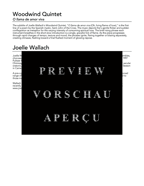 Produktgalerie: Seite 4 von 11 Woodwind Quintet - O llama de amor viva, , (Holzbläser Quintett)