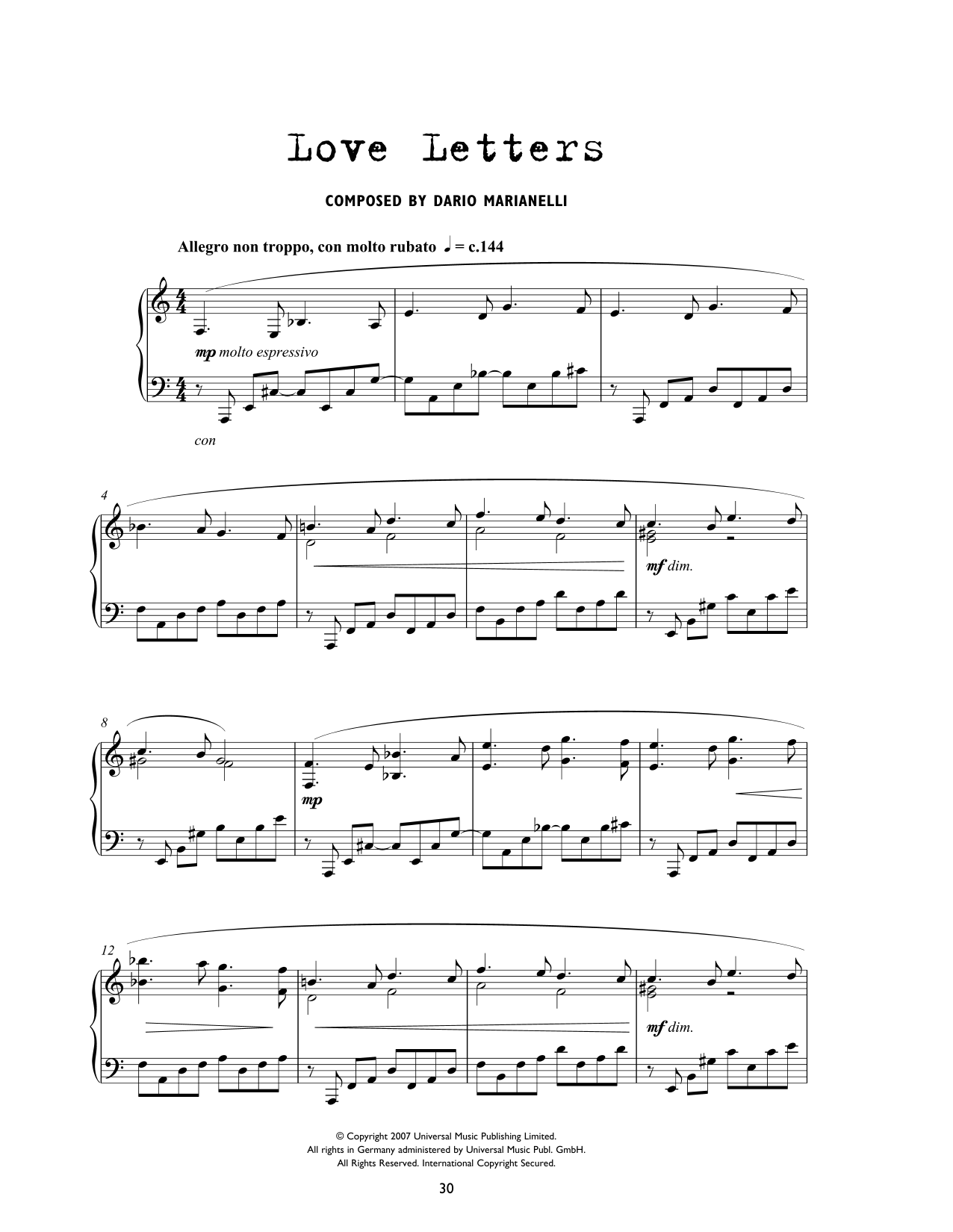 Product gallery: Page 1 of 1 Love Letters (from Atonement), Dario Marianelli