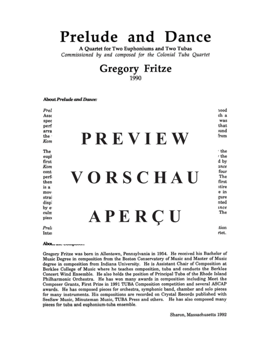 Product gallery: Page 3 of 21 Prelude and Dance , , (Tuba Quartett EETT)