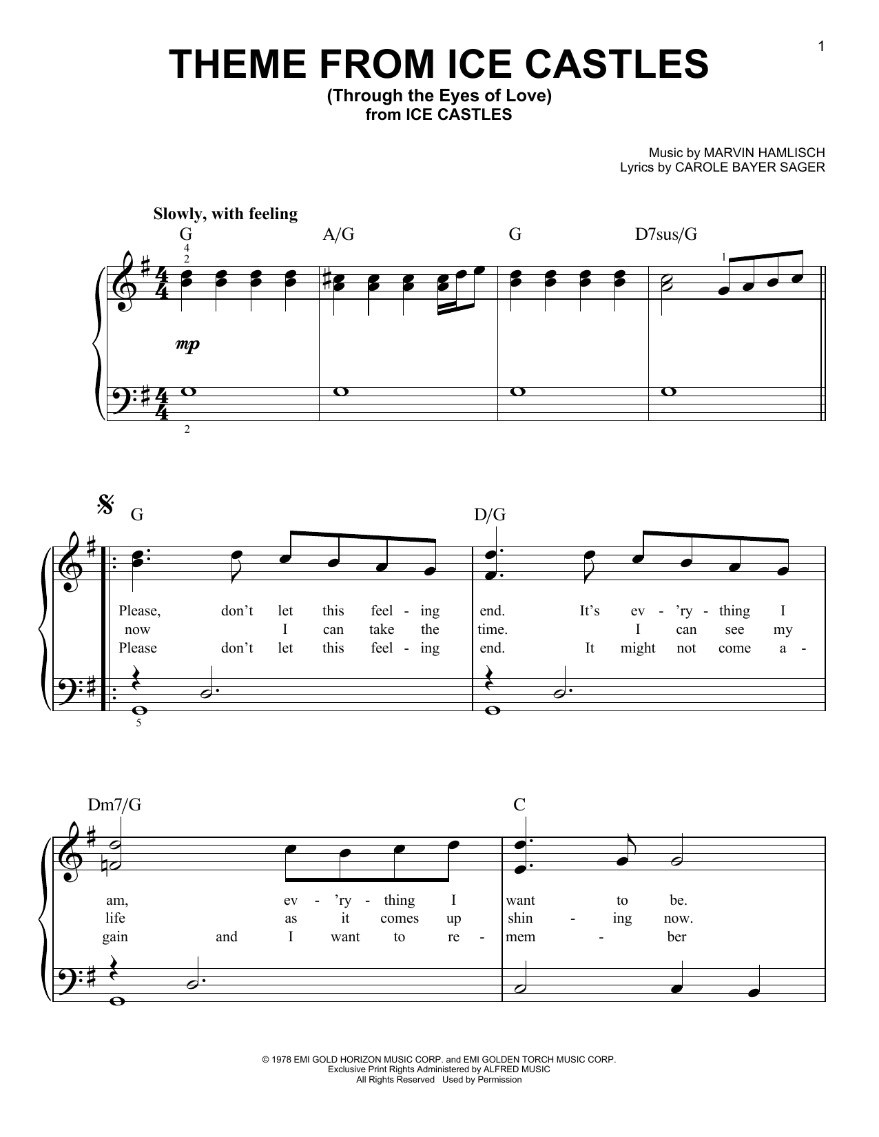 Product gallery: Page 1 of 1 Theme From Ice Castles (Through The Eyes Of Love), Carole Bayer Sager