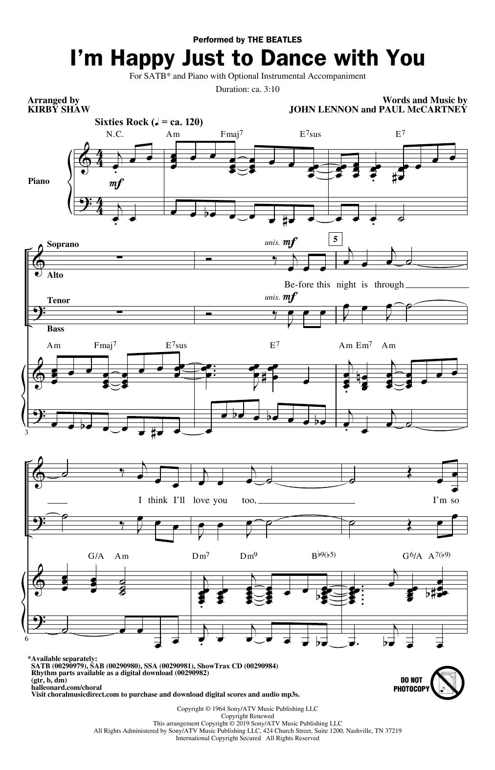 Produktgalerie: Seite 1 von 1 I'm Happy Just To Dance With You (arr. Kirby Shaw), The Beatles, Chor