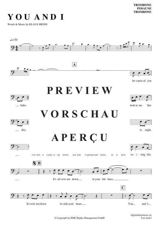 Product gallery: Page 2 of 4 You and I , Scorpions, (Posaune / Bariton)