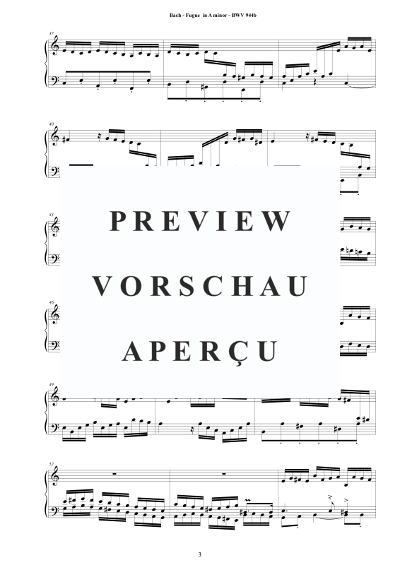 Produktgalerie: Seite 4 von 11 Fuge in A-Moll BWV 944b - Piano Version, , Klavier Solo