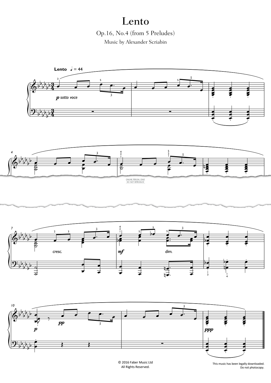 Produktbild zu: Lento Op.16, No.4 (from '5 Preludes')
