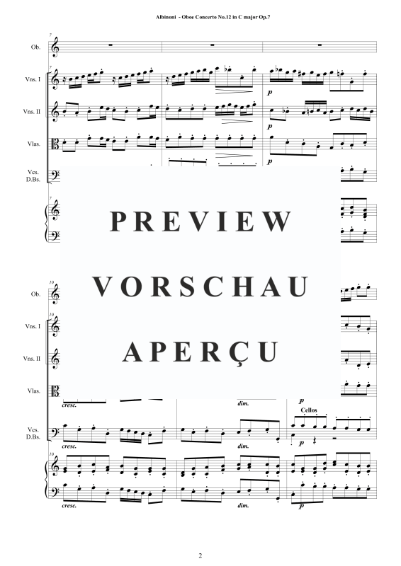 Product gallery: Page 3 of 11 Concerto No.12 in C-Dur Op.7, , Solo Oboe, String Ensemble, and Harpsichord (Basso Continuo)