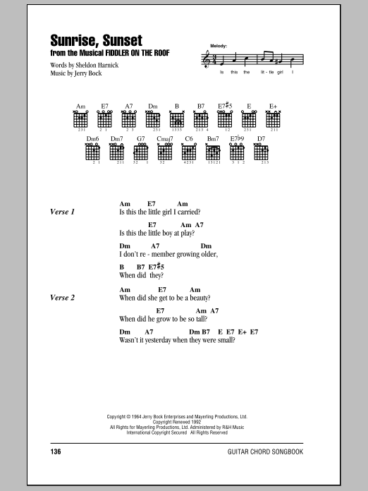 Produktgalerie: Seite 1 von 1 Sunrise, Sunset, Bock & Harnick, Gitarre