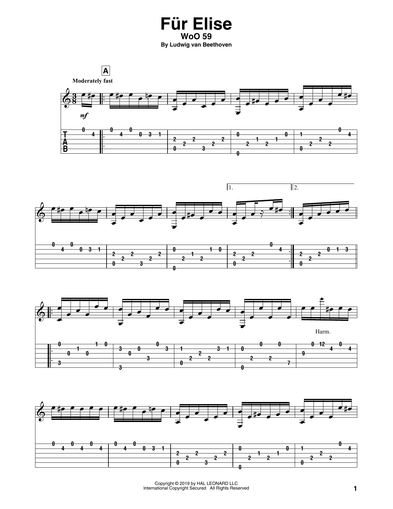 Produktbild zu: Fur Elise, WoO 59 (arr. Bill LaFleur)