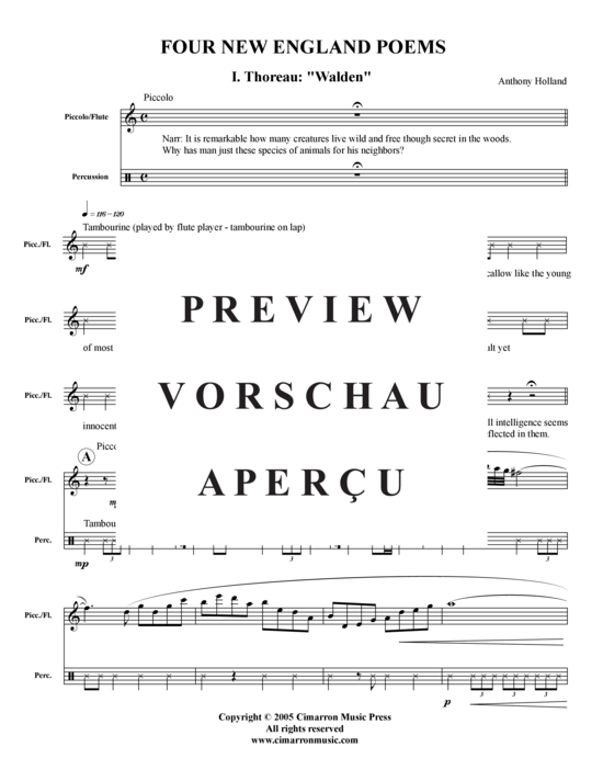 Product gallery: Page 2 of 21 Four New England Poems , , (flute + percussion)