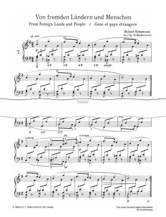 Produktgalerie: Seite 1 von 1 Kinderszenen, op. 15: 1. Von fremden Ländern und Menschen, Robert Schumann, Klavier