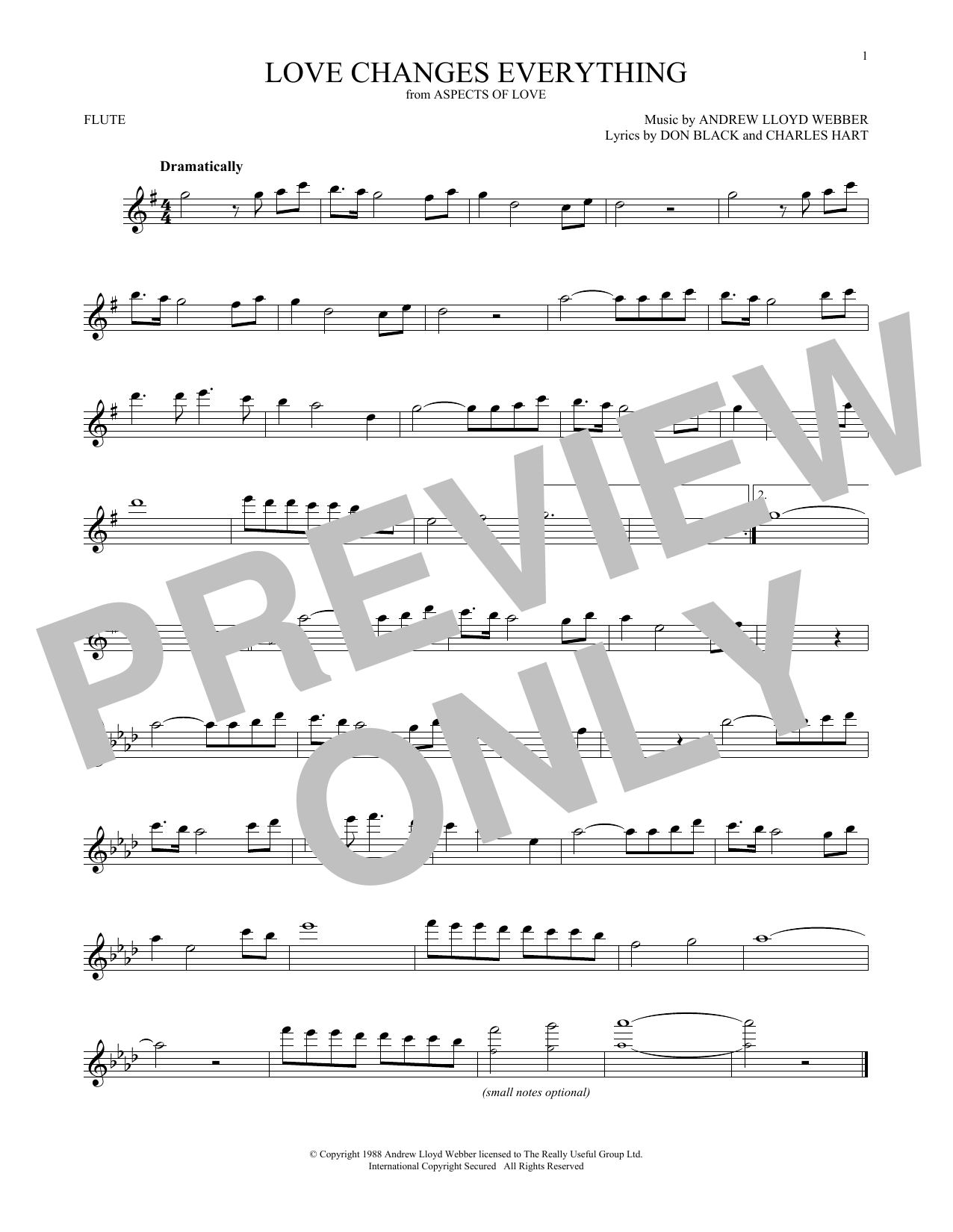 Product gallery: Page 1 of 1 Love Changes Everything (from Aspects Of Love), Andrew Lloyd Webber