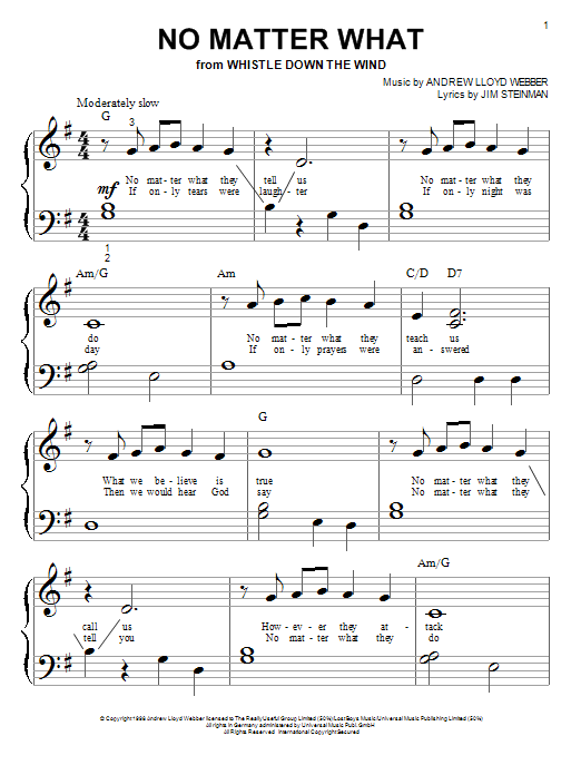 Produktgalerie: Seite 1 von 1 No Matter What, Andrew Lloyd Webber, Klavier