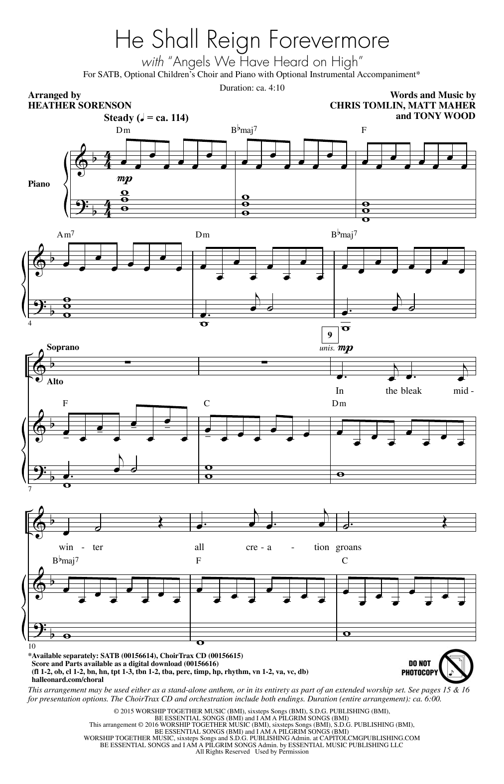 Product gallery: Page 1 of 1 He Shall Reign Forevermore (arr. Heather Sorenson), Chris Tomlin