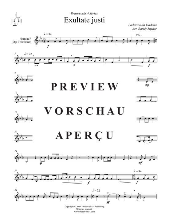 Produktgalerie: Seite 4 von 9 Exultate justi, , (2xTrompete in B, Horn in F, Posaune)