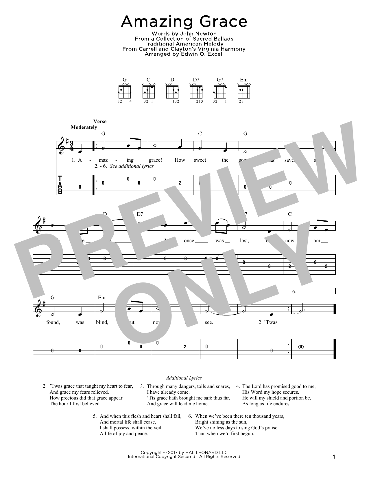 Product gallery: Page 1 of 1 Amazing Grace, Traditional American Melody