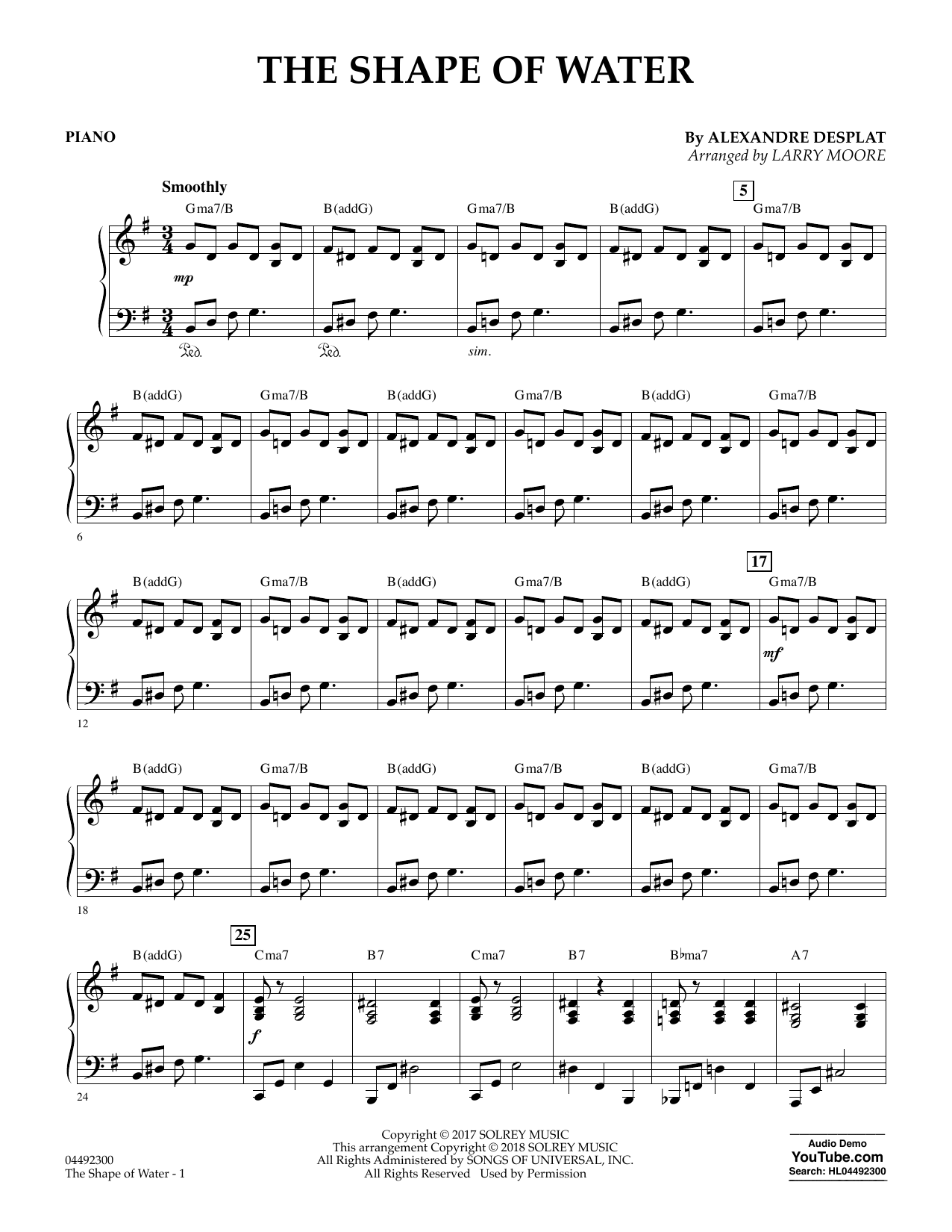 Produktbild zu: The Shape of Water (arr. Larry Moore) - Piano