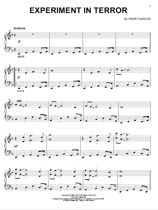 Product gallery: Page 1 of 1 Experiment In Terror, Henry Mancini