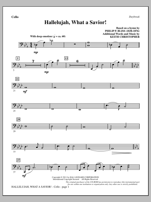 Produktbild zu: Hallelujah, What A Savior! - Cello