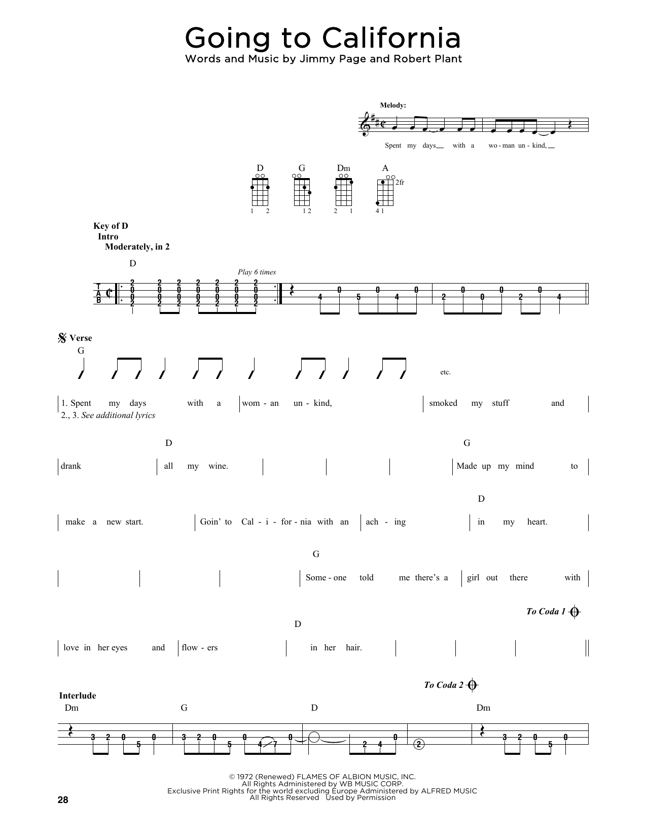 Produktbild zu: Going To California (arr. Fred Sokolow)
