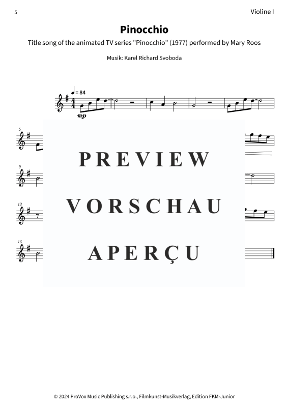 gallery: Pinocchio - Title song of the animated TV series Pinocchio , , (Streicher Quartett)