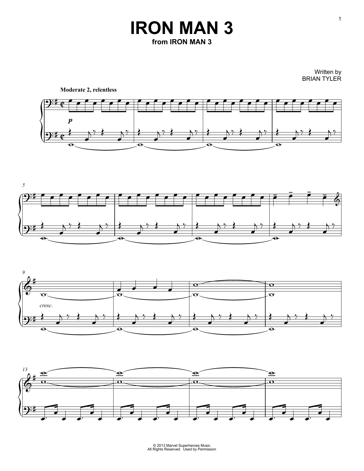 Produktgalerie: Seite 1 von 1 Iron Man 3, Brian Tyler, Klavier