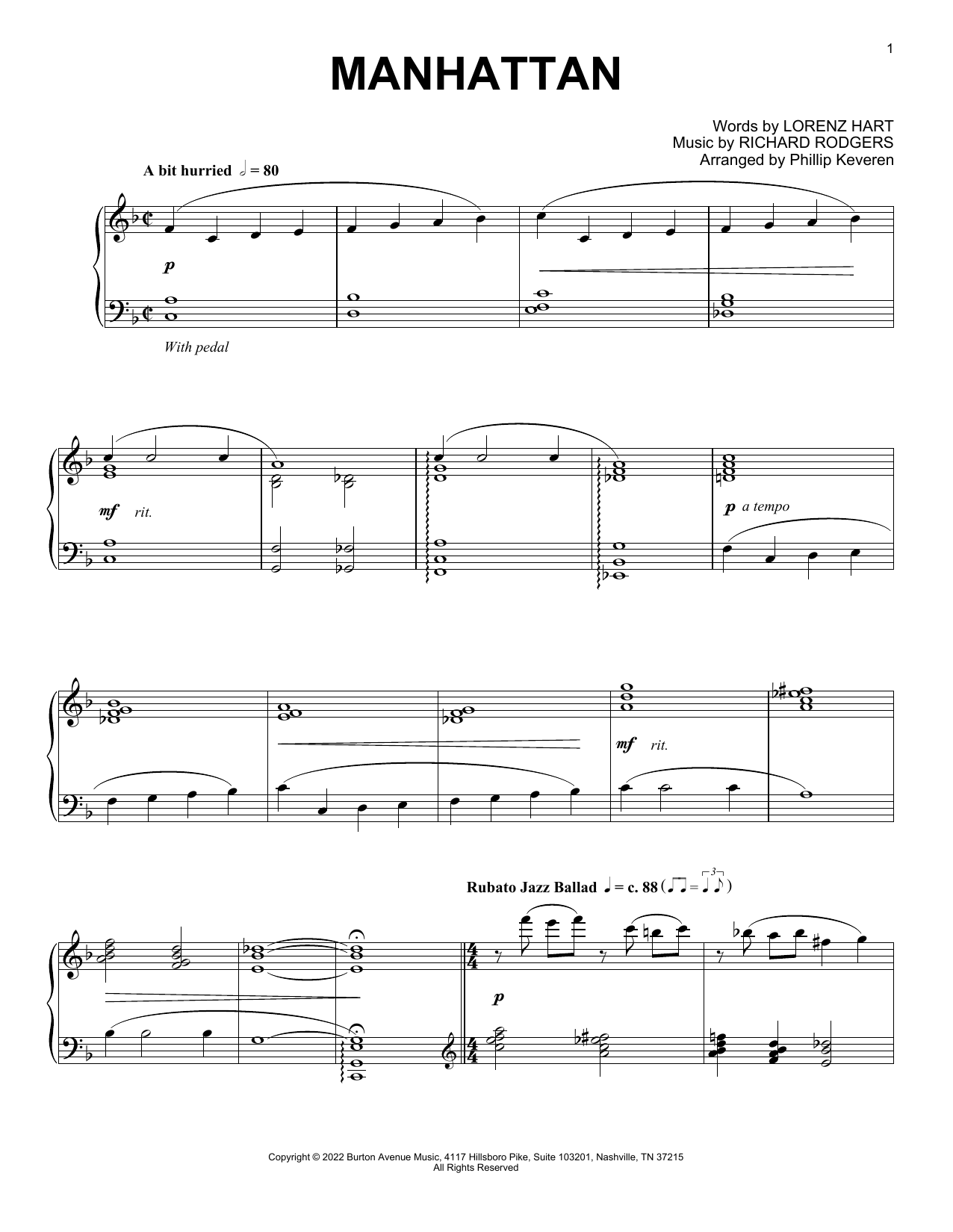 Produktbild zu: Manhattan (arr. Phillip Keveren)