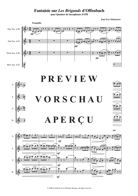 Product gallery: Page 3 of 21 Fantaisie sur les Brigands (d´Offenbach) , , Saxophone Quartet