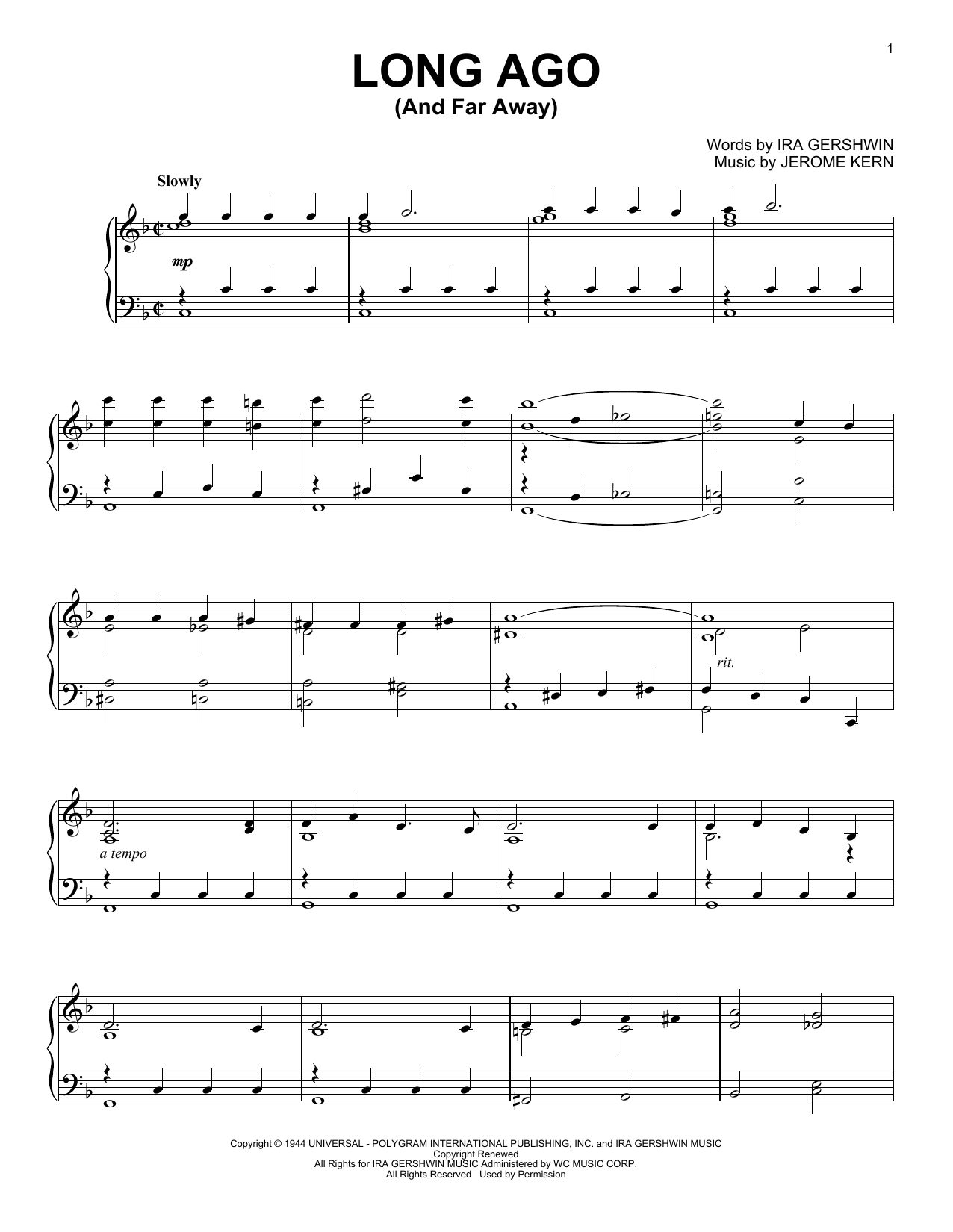 Produktbild zu:  Long Ago (And Far Away) - Jerome Kern