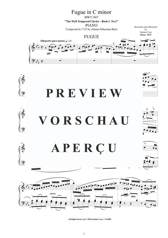 Product gallery: Page 2 of 3 Fugue in C minor BWV 847, , Solo Piano