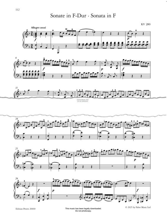 Product picture to: Sonata in F, KV 280
