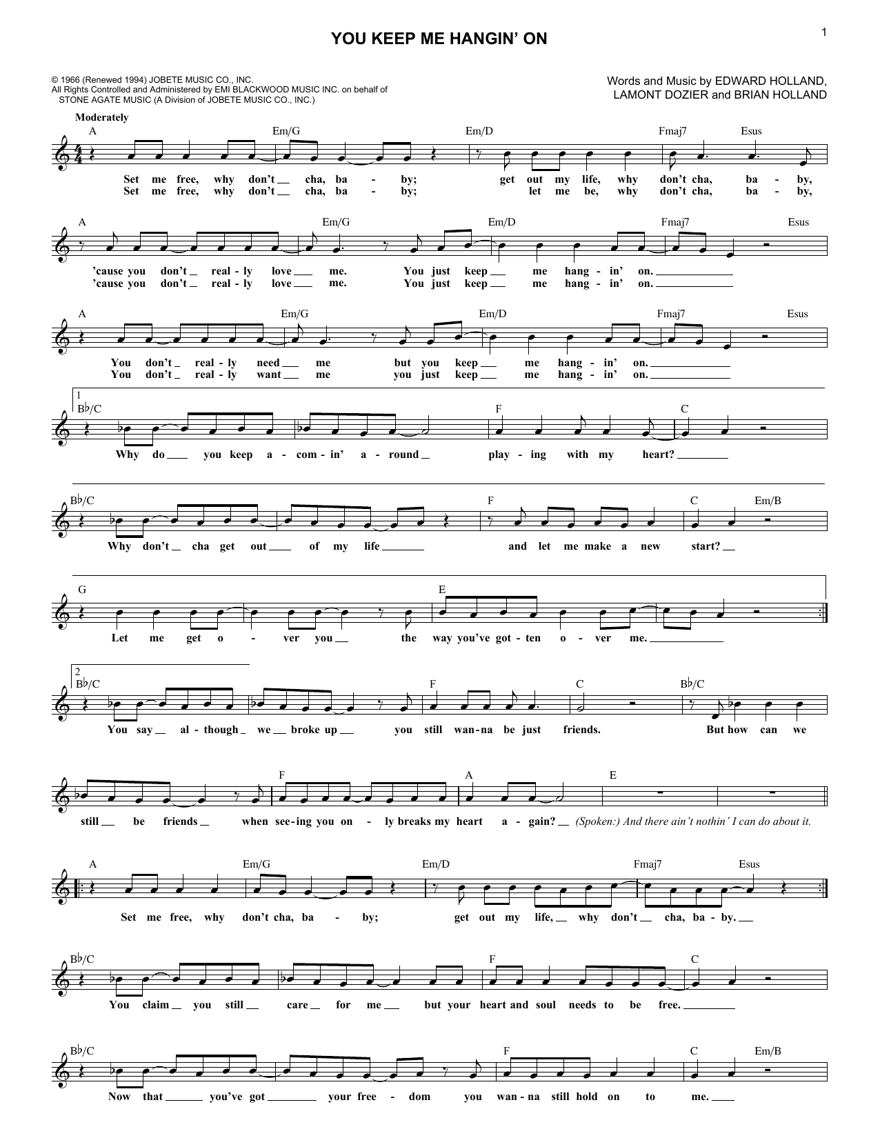 Produktgalerie: Seite 1 von 1 You Keep Me Hangin' On, The Supremes, Melodieinstrument
