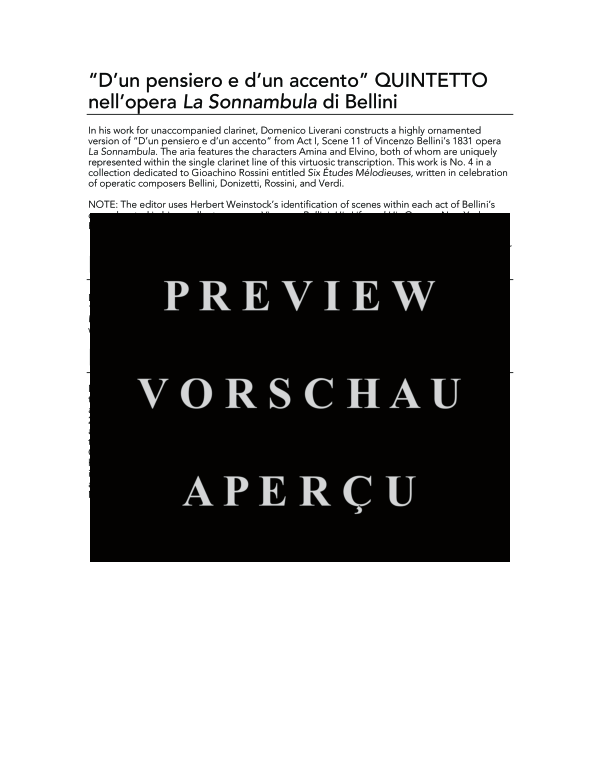 Product gallery: Page 4 of 9 D´un pensiero e d´un accento Quintetto nell´opera La Sonnambula di Bellini, , (Klarinette Solo)