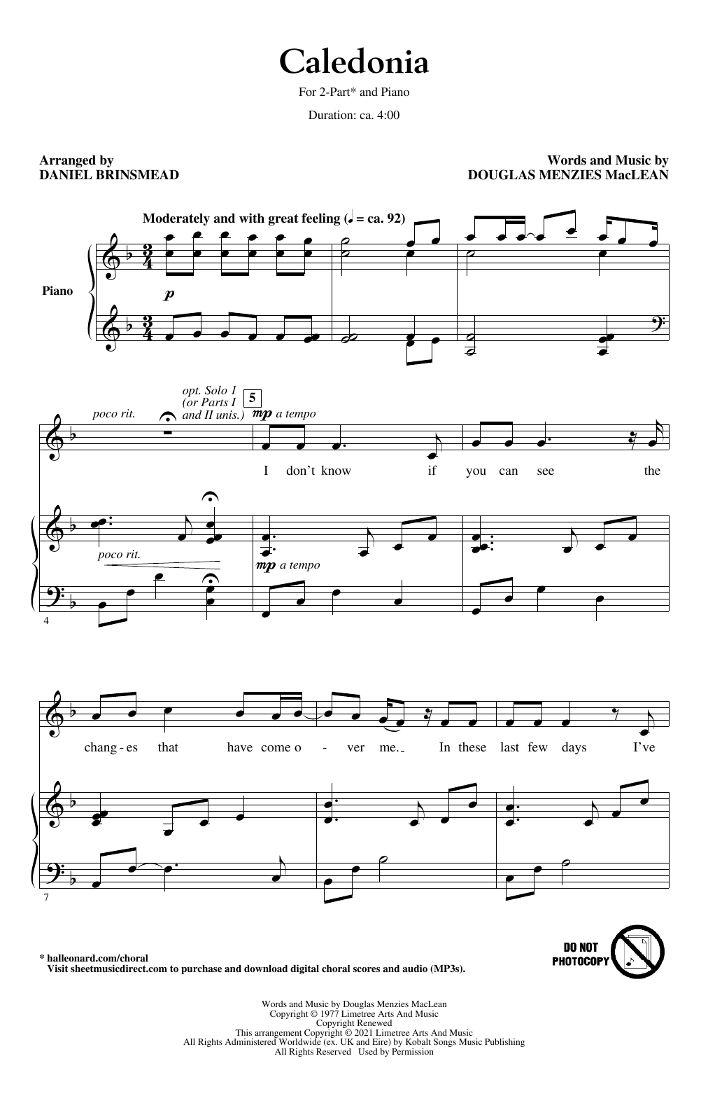 Product picture to: Caledonia (arr. Daniel Brinsmead)