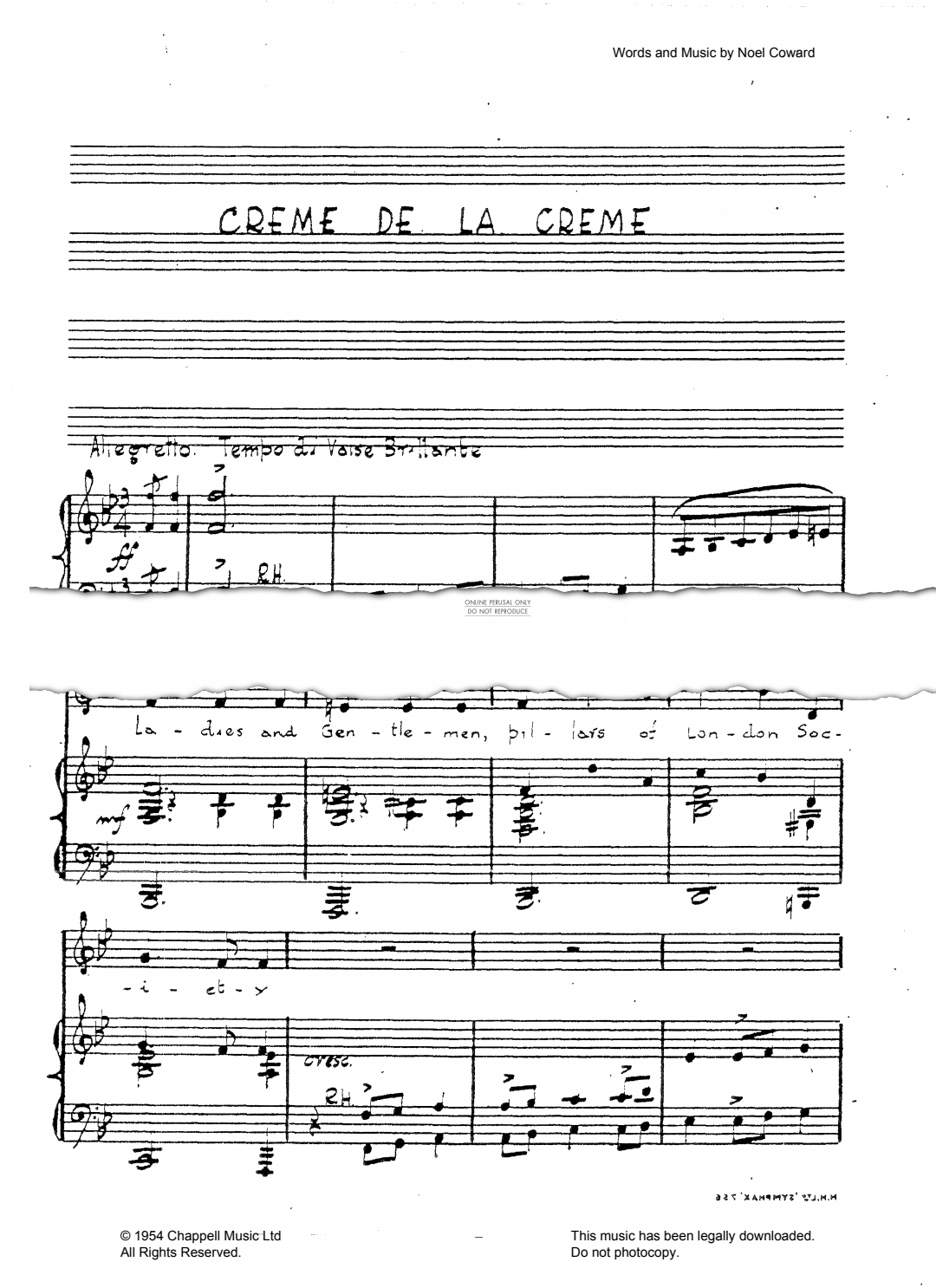 Produktbild zu: Creme De La Creme (from 'After The Ball')