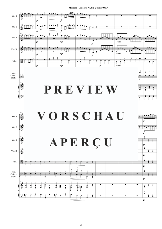 Product gallery: Page 3 of 11 Concerto No.5 in C-Dur Op.7, , 2 Solo Oboes, String Ensemble, and Harpsichord (Bc)