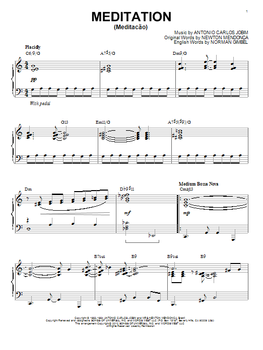 Product gallery: Page 1 of 1 Meditation (Meditacao) [Jazz version] (arr. Brent Edstrom), Antonio Carlos Jobim