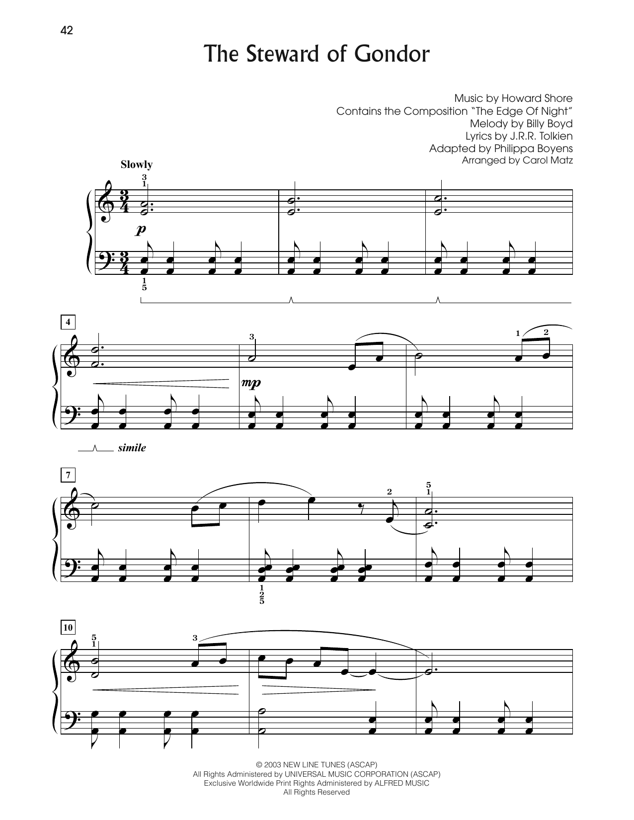 Produktbild zu: The Steward of Gondor (from The Lord Of The Rings: The Return Of The King) (arr. Carol Matz)