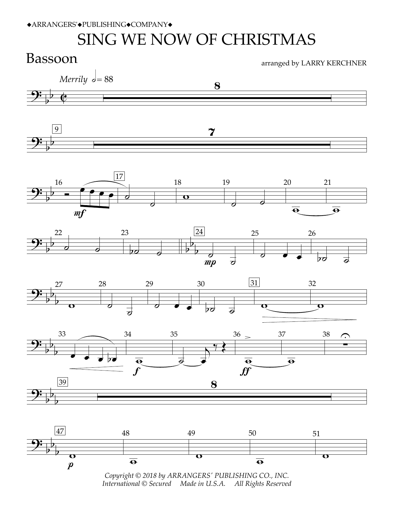 Product picture to: Sing We Now of Christmas (arr. Larry Kerchner) - Bassoon