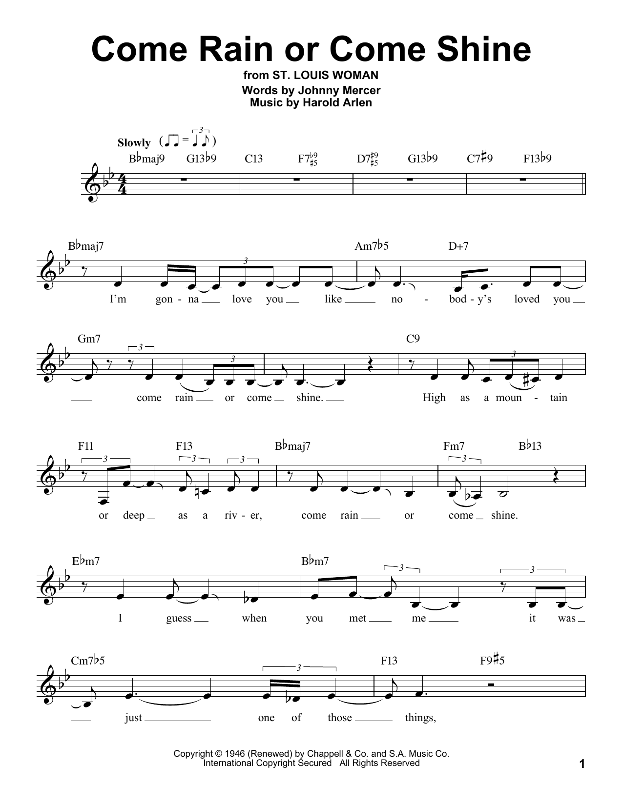 Product gallery: Page 1 of 1 Come Rain Or Come Shine, Harold Arlen