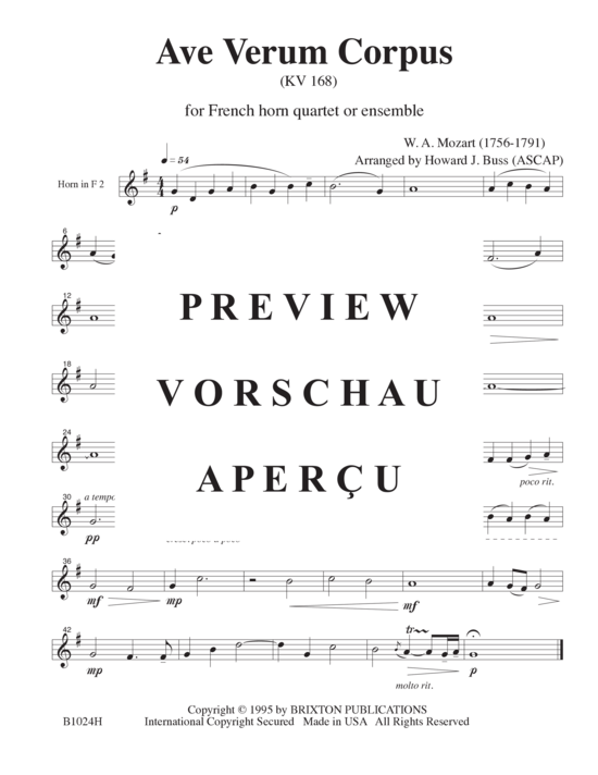 Produktgalerie: Seite 8 von 10 Ave Verum Corpus , , (4 Hörner)