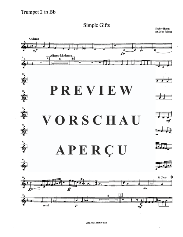 Produktgalerie: Seite 10 von 11 Simple Gifts - Shaker Hymn, , Blechbläser Quintett