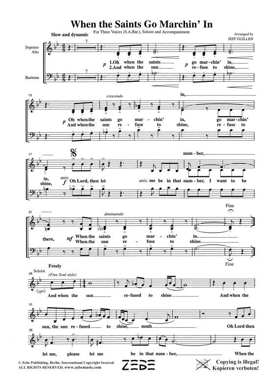 Produktgalerie: Seite 1 von 11 When the Saints Go Marchin´ In, , Gemischter Chor SAB, Solo und Klavier